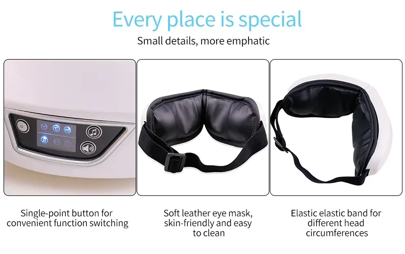 Smart Foldable Eye Massager Rechargeable Bluetooth Eye Mask Vibration Massage Relieve Fatigue Portable Eye Relax Care Device