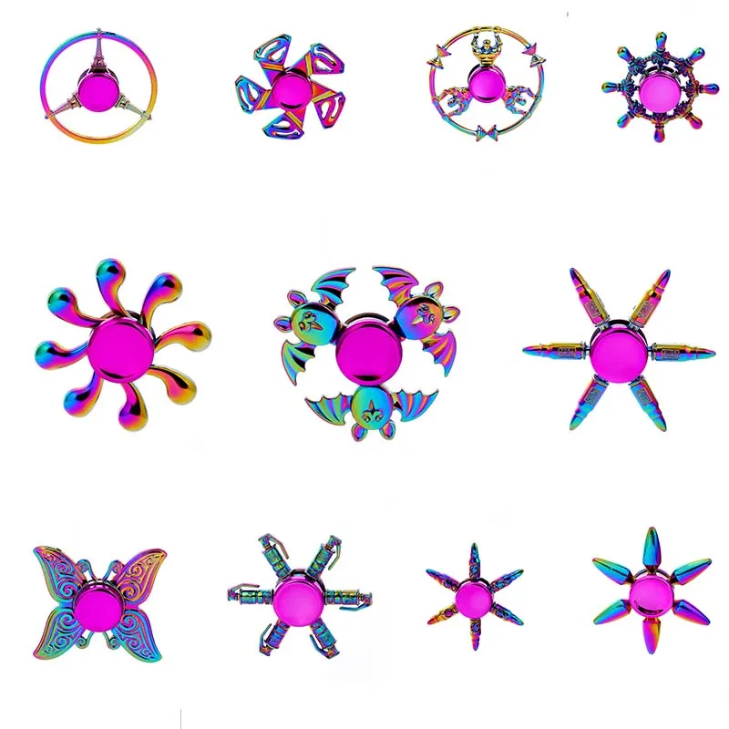 11 Style Dazzling Color Fingertip Gyro Toys Spinner Alloy Metal Hand Spinner Stress Relief Decompression Toy For Kids Adults