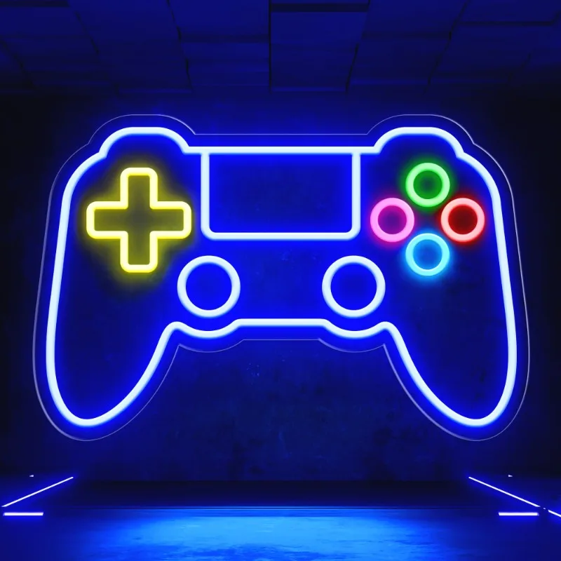 WMAT lampu LED dekorasi dinding, bentuk Gamepad 16 ''x 11'' dekorasi ruang game sempurna hadiah Natal dan liburan untuk anak laki-laki dan perempuan