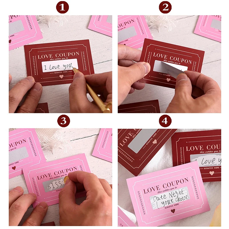 Scratch-Off Love Coupons, 20 Pieces, DIY Valentine's Day Love Coupons, Creative Birthday Gifts For Boyfriends view 3