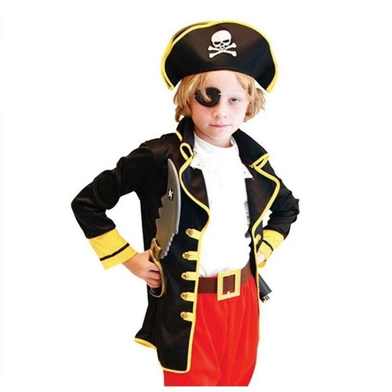 New Halloween Costumes Kids Boys Pirate Costume Cosplay set for Children Christmas New Year Purim For Kids Children(no weapons)