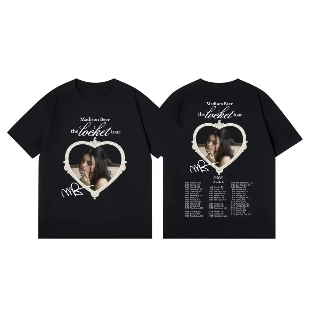 2026 summer Madison Beer The Locket Tour Merch T-shirt Men's Women Fashion Pop Music Short Sleeve Casual Loose Y2K shirt
