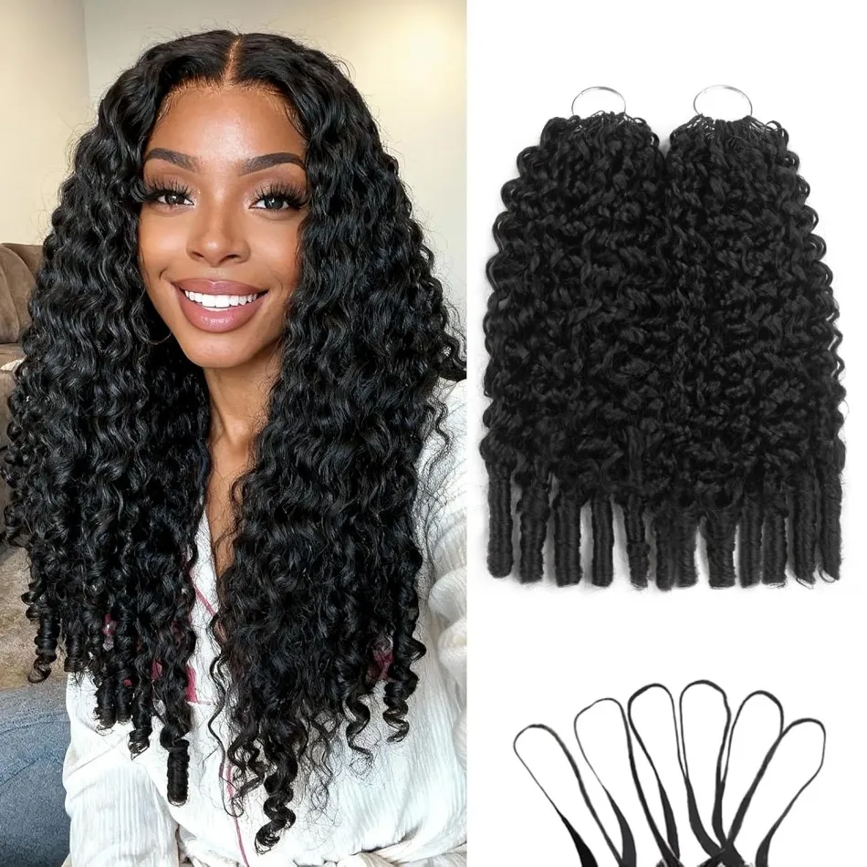 Burmese krullende haakwerk van echt haar, voorgevormde pluimen van echt haar, herbruikbare onzichtbare, voorgedeelde, knooploze watergolf haar extensions