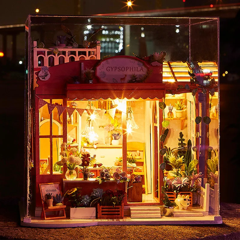 Neuankömmling DIY Sternenhimmel Blumenhaus, handgefertigtes Miniatur-Puppenhaus, zusammengebautes Kunsthaus, kreatives Geschenk für Sie 2025