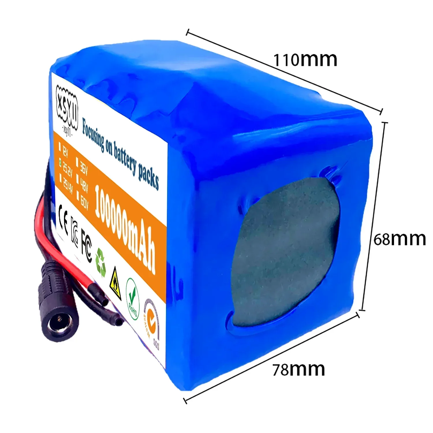 6S4P 24V 100Ah 25.2V 100000mAh 18650 Battery Lithium Battery Pack Moped High Power Battery 500W BMS