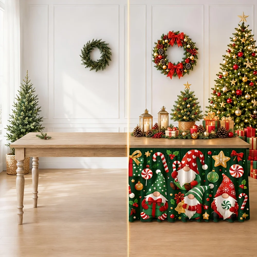 Table skirt / tablecloth table skirt - 1 piece - Holiday Christmas Dwarf Pattern Polyester Fake Evening Dress