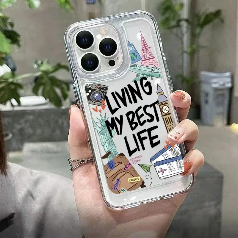 เคสโทรศัพท์ใสลายการเดินทางในเมือง รุ่น New Space วัสดุ TPU เหมาะสำหรับ iPhone 17 Pro Max iPhone 16 15 14 13 12 11 XS Xr X 7 8 12/13 Mini Plus Pro Max Se ของขวัญวันเกิด/ครอบครัว/คู่รัก/เพื่อน