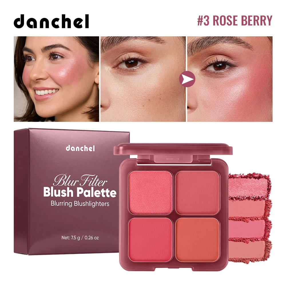 Blur Filter Blush Palette Soft-focus Blurred Filtered Matte Finish Lightweight Smooth Blendable 3 Blushes 1 Highlighter Palette