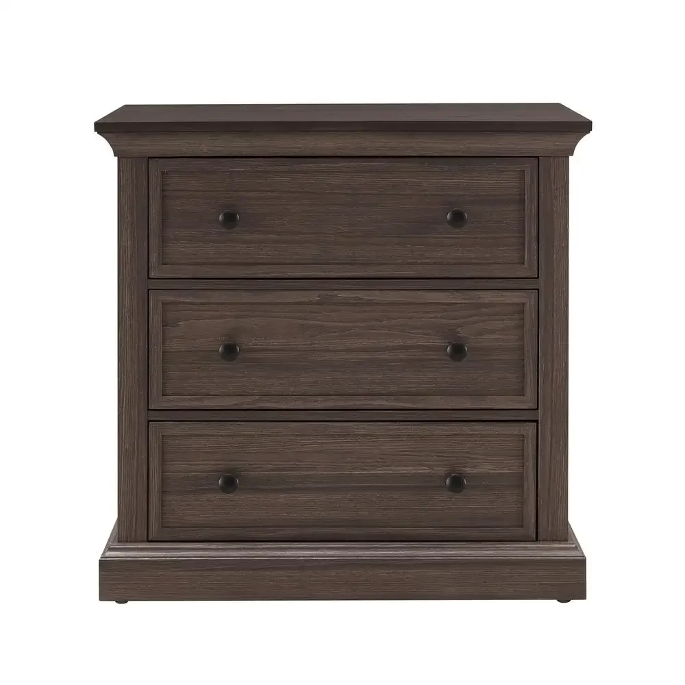 Nightstand 3-Drawer Bedside Storage Organizer Bedroom Furnishings Hardware Included Smooth Glides Lightweight Portable Tobacco