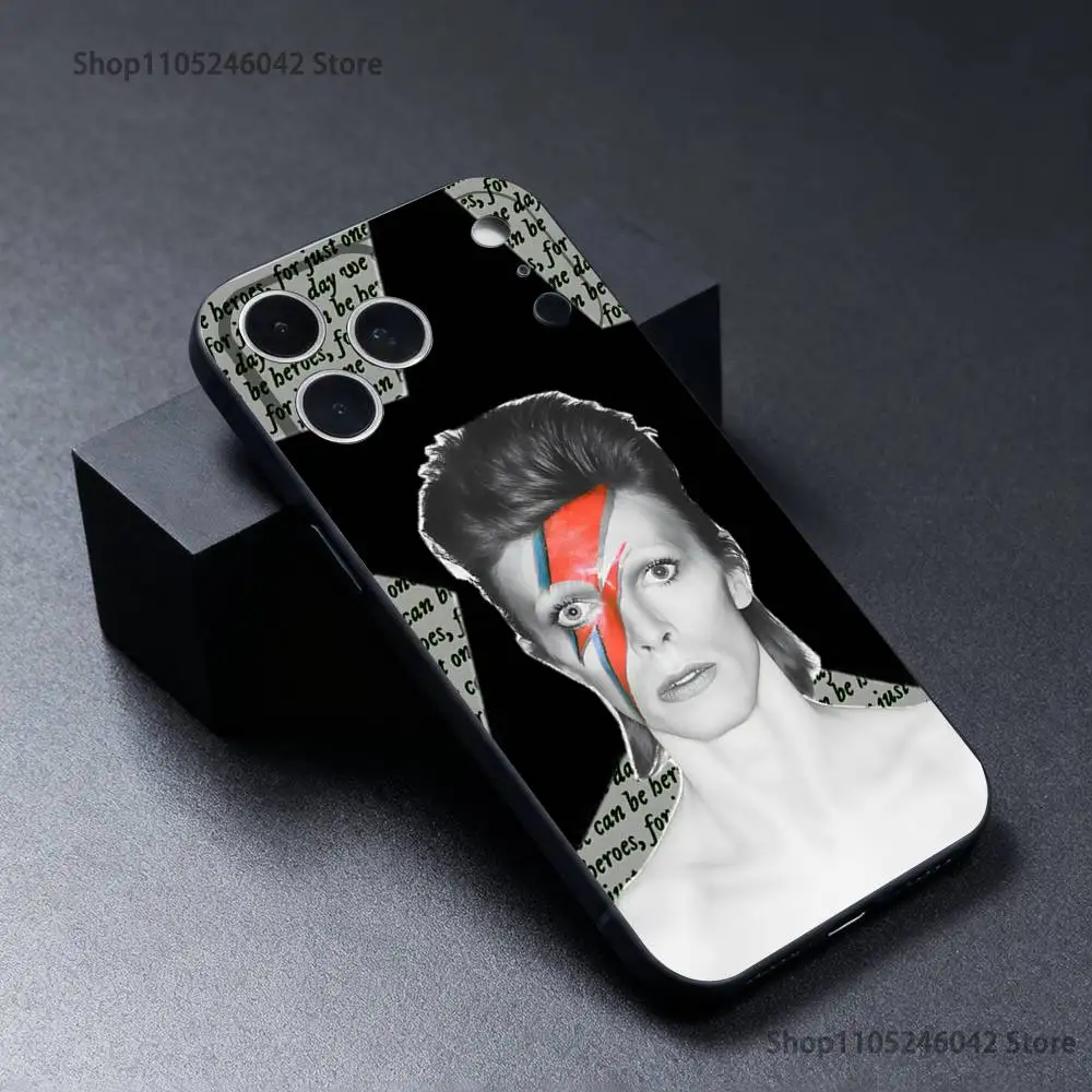 حافظة هاتف D-David Cool B-bowie لهاتف iPhone 17,16,15,14,13,12,11,Pro,XS,Max,XR,Plus,E,SE4,غطاء ناعم أسود صغير مقاوم للصدمات