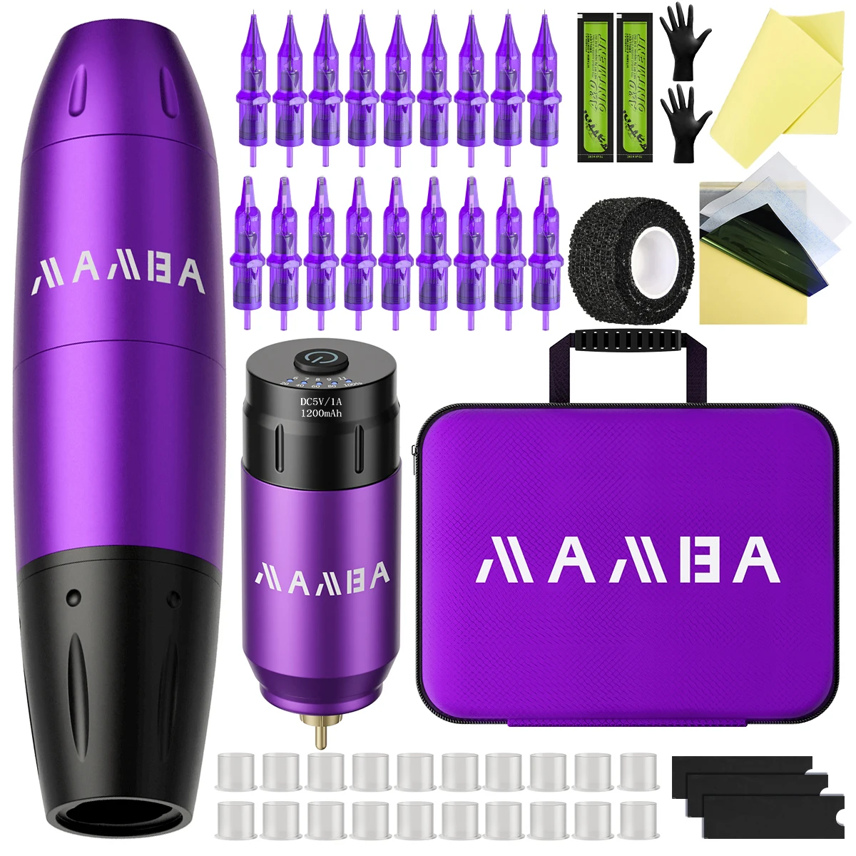 

Профессиональный беспроводной набор для татуировки, вращающаяся тату-машинка, 1200 мАч, батарейный блок, игла, источник питания, вращающаяся ручка для татуировки