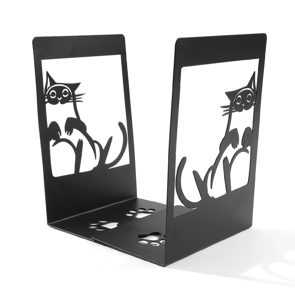 Imagem -03 - Black Cat Pegadas Livro Termina Ferro Bookends Presente para Amores Heavy Book Rack Home Desk Material de Escritório Estilo Pcs