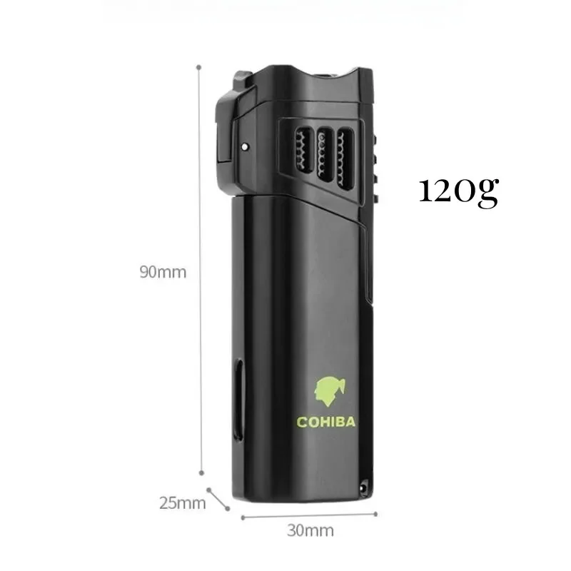 COHIBA Direct Spray Cigar Lighter Windproof Butane Torch Metal Inflatable Lighter Kitchen Barbecue Camping Cigar Tool Gift