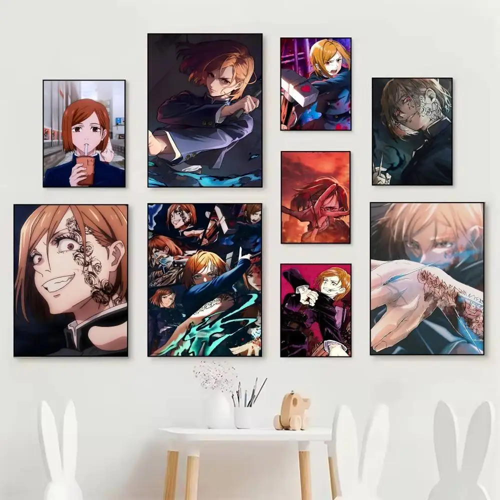 Anime J-Jujutsu Kaisen Kugisaki Nobara Manga Posters Self Adhesive Waterproof Ideal For Living Room Bedroom Bar Decoration