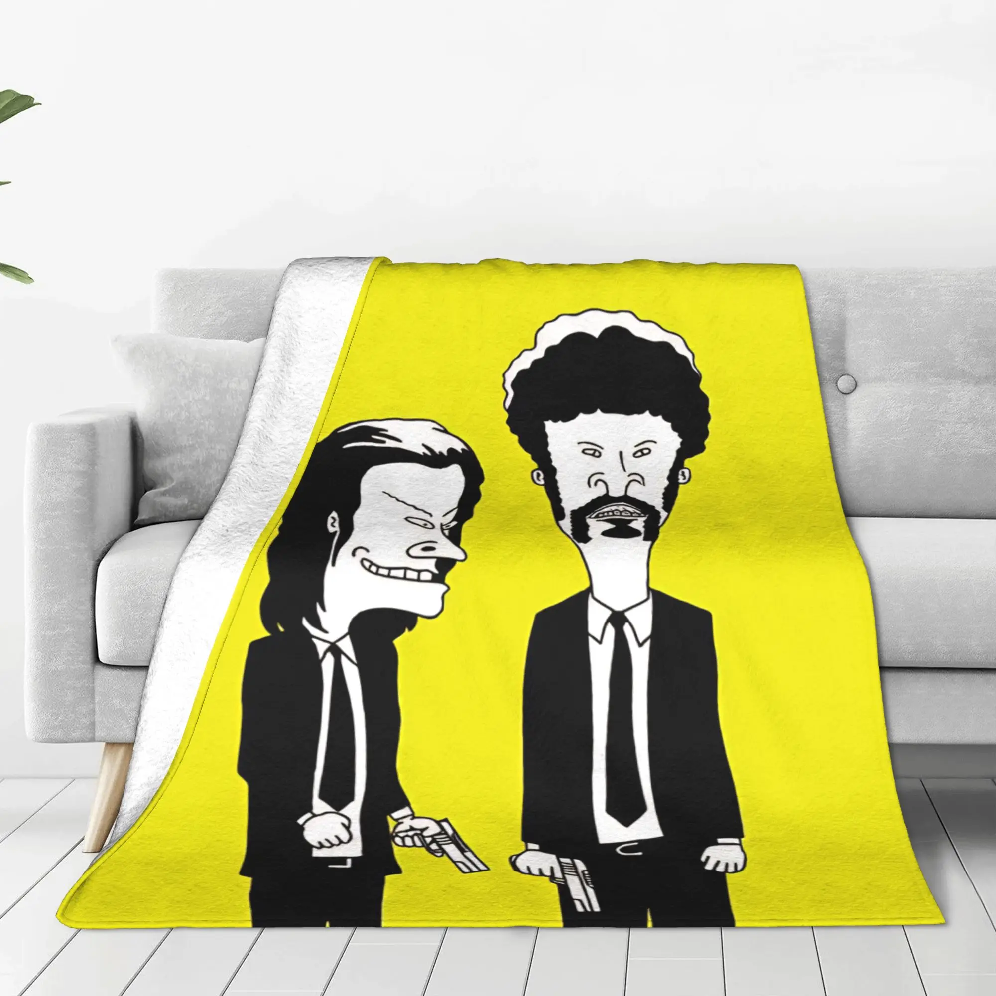 1PC Home Cute Room Decor Pulp Fiction Grunge Blanket Throw Blanket Beavis and Butt Head Novelty Warm Blanket All Season