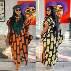 Plus Size African Long Dress for Women Elegant Lady Party Robe Traditional Ankara Dashiki Kaftan Gown Patchwork Casual Outfits