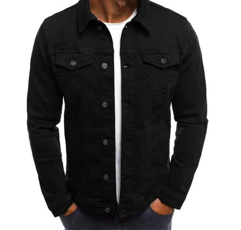 Men's Autumn Jackets 2023 Casual Fashion Versatile Slim Single Breasted Long Sleeve Solid Color Cardigan Button Work Denim Coat