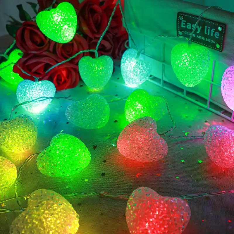 Lucine a LED a forma di cuore per finestre, luci da parete, con 10 LED, ghirlanda romantica impermeabile da 47,2 pollici per il giardino domestico di nozze