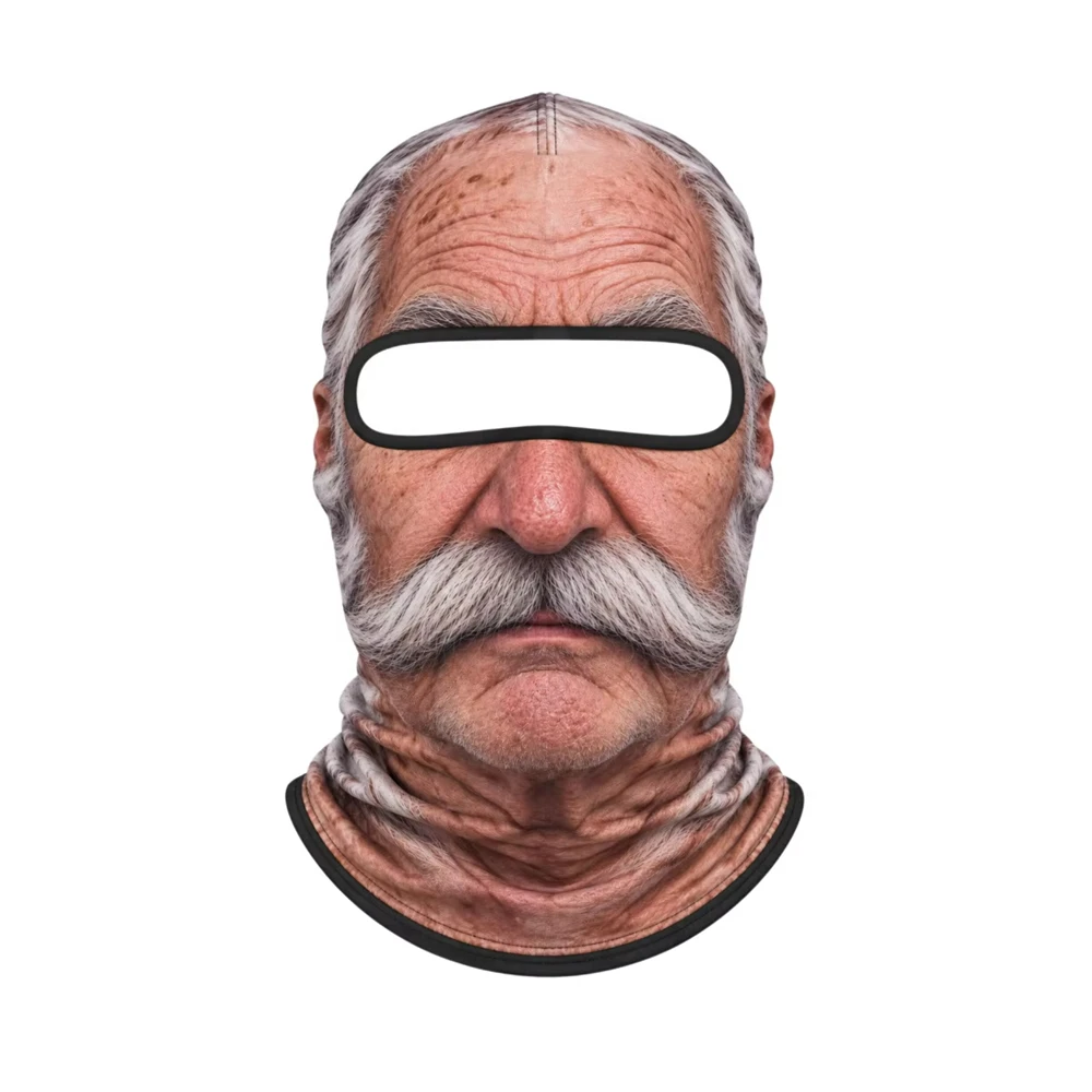 3D Printed Funny Old Man Ski Mask Realistic Face Balaclava Summer Winter Full Face Mask for Skiing Snowboarding Outdoor Sports - view 4