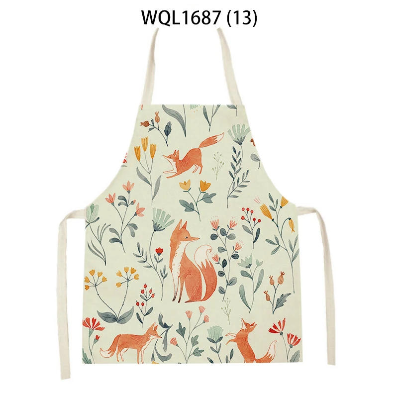 

Кухонные фартуки с мультяшными животными, принт лисы и медведя, фартуки для приготовления пищи и выпечки, женские нагрудники без рукавов на талии, домашний сарафан