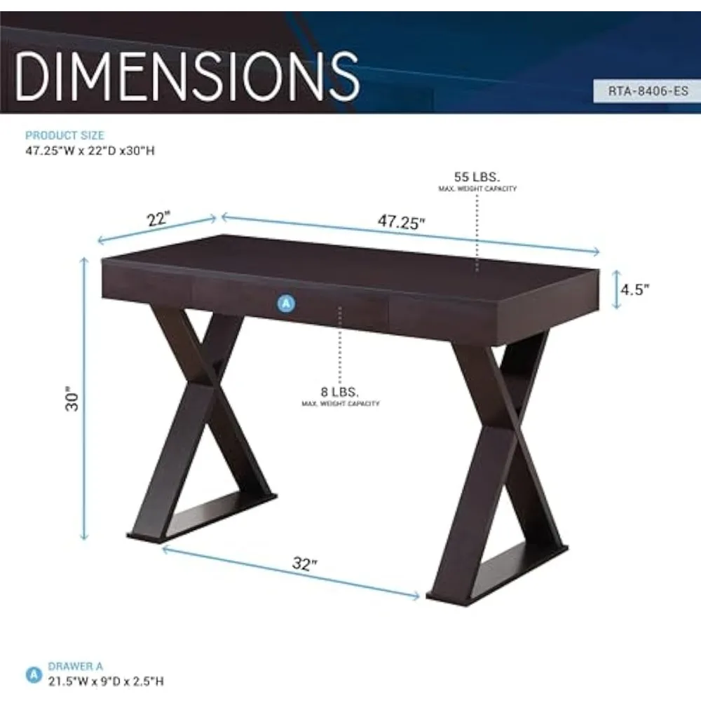 Bureau d'écriture tendance avec tiroir, expresso