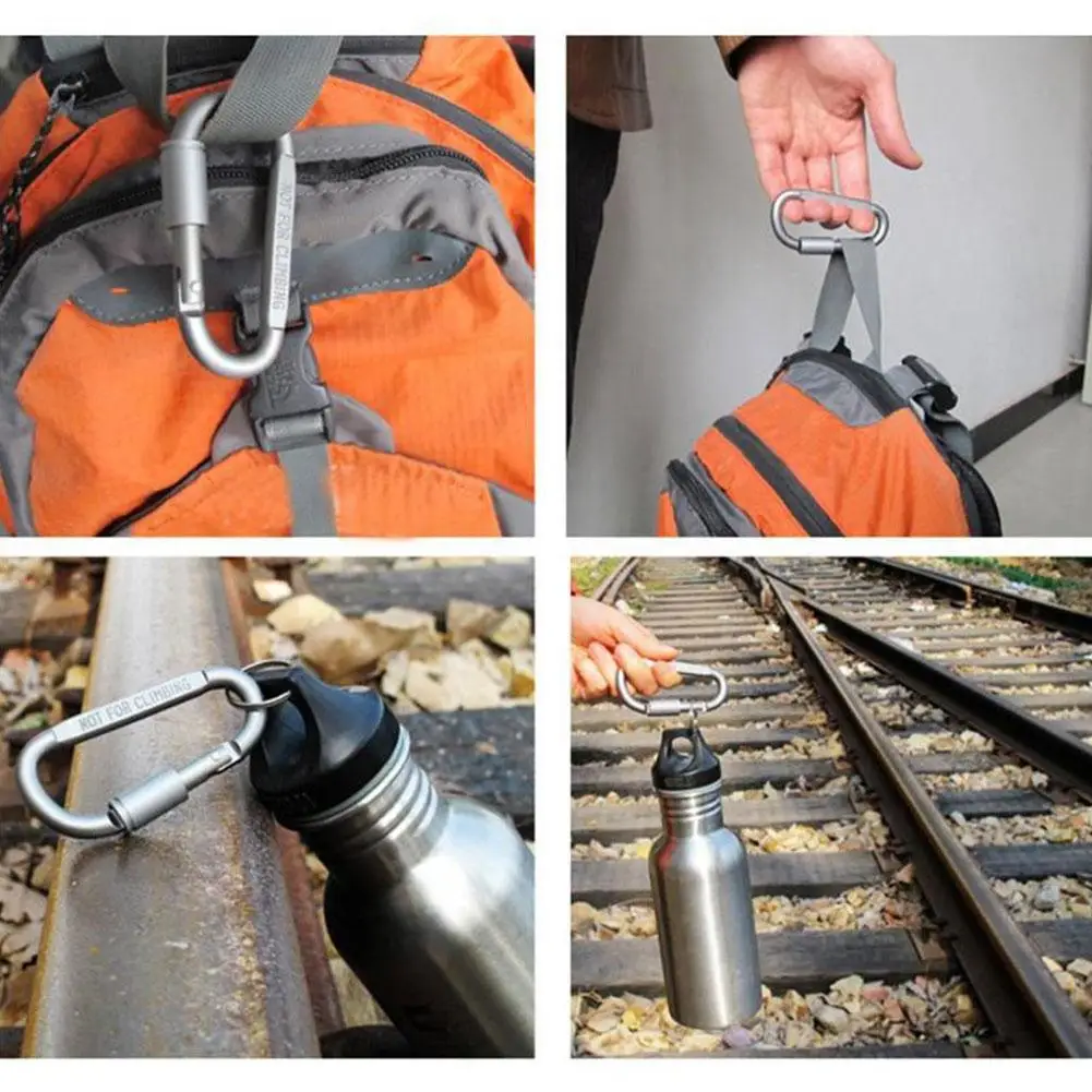 מחזיק מפתחות לטיפוס בצורת D מתכת אלומיניום פרקטי עם קרבינר, ציוד לתלייה, קרבינר מוסקטון O9Y4