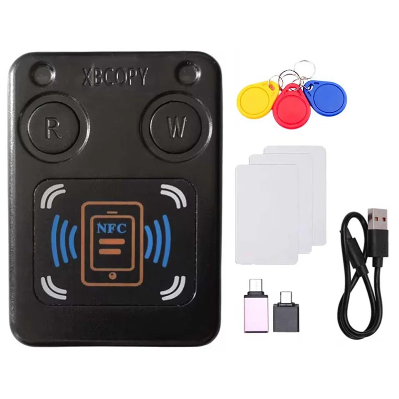 

BNVN-NFC RFID Smart Chip Card Reader Copier +3XCUID Card/UID Keychain IC 13.56M ID 125K 250K 375K RFID Token Clone Duplicator