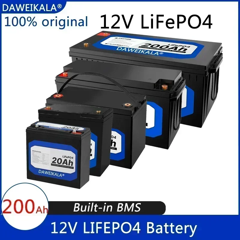 

Новый аккумулятор LiFePo4 12 В, 20 Ач, 50 Ач, 100 Ач, 150 Ач, 200 Ач, литий-железо-фосфатные аккумуляторы, встроенный BMS для солнечной лодки, без налога