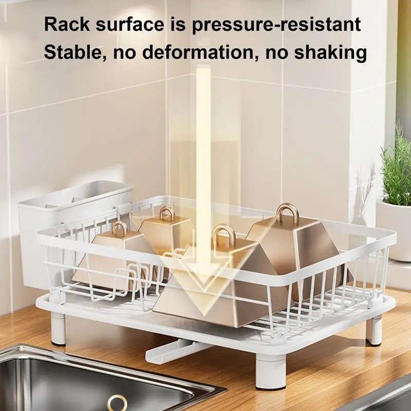 Dish Drying Rack Space-Saving Dish Rack Large Capacity Dish Rack With Removable Drainboard Cutlery Cup Holders And For Sink