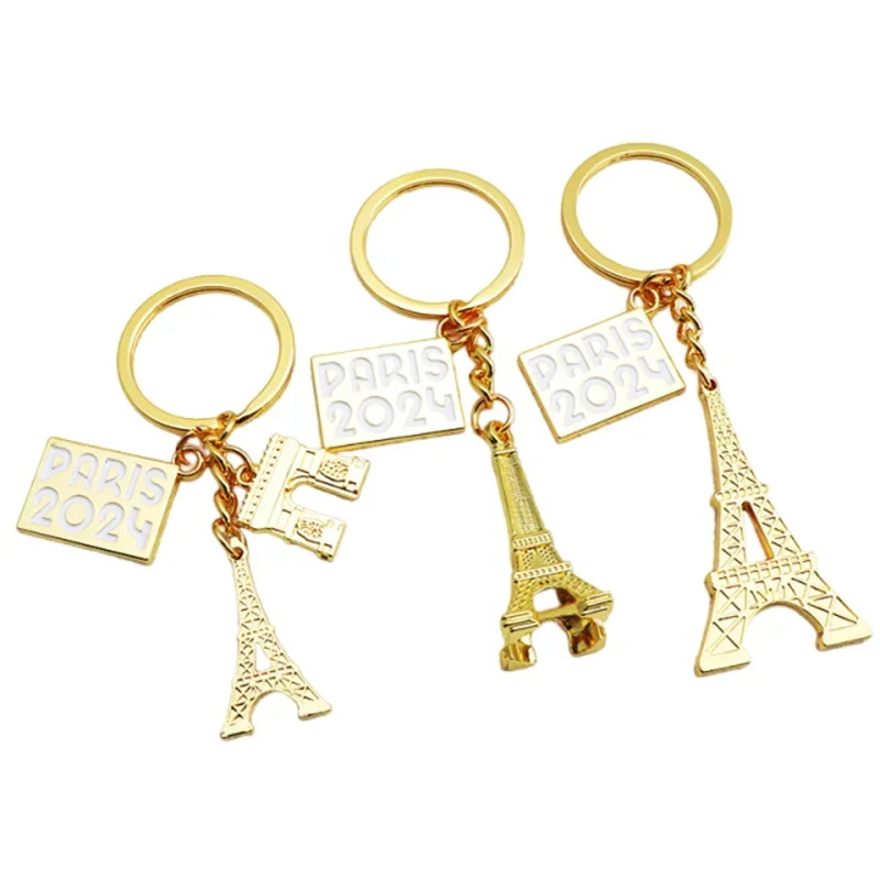 Personalized Paris Souvenir Iron Tower Metal Car Keychain Man Bag Pendant Car Key Ring Holder Creative Birthday Gift Accessories