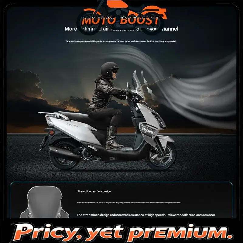 FOR Advanced PMMA Windshield for UY125 Haojue AFR125, Optical Grade Clarity No Distortion, Strong Wind Block Effect