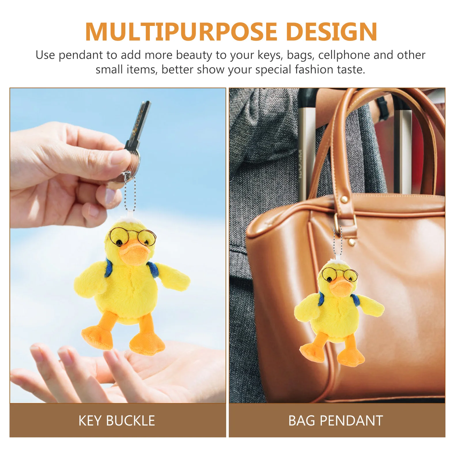 Duck Plush Key Chain Cute Pendant Glasses Car Hanging Decors Keychain Stuffed Ornament Cartoon