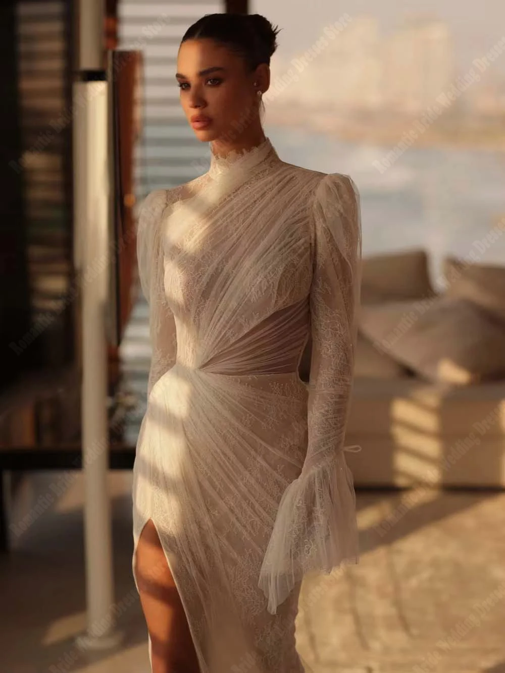 2026 براقة حورية البحر النساء فساتين الزفاف رائعة الدانتيل زين زي العرائس الأميرة التطهير طول رداء حفلات مخصصة #3