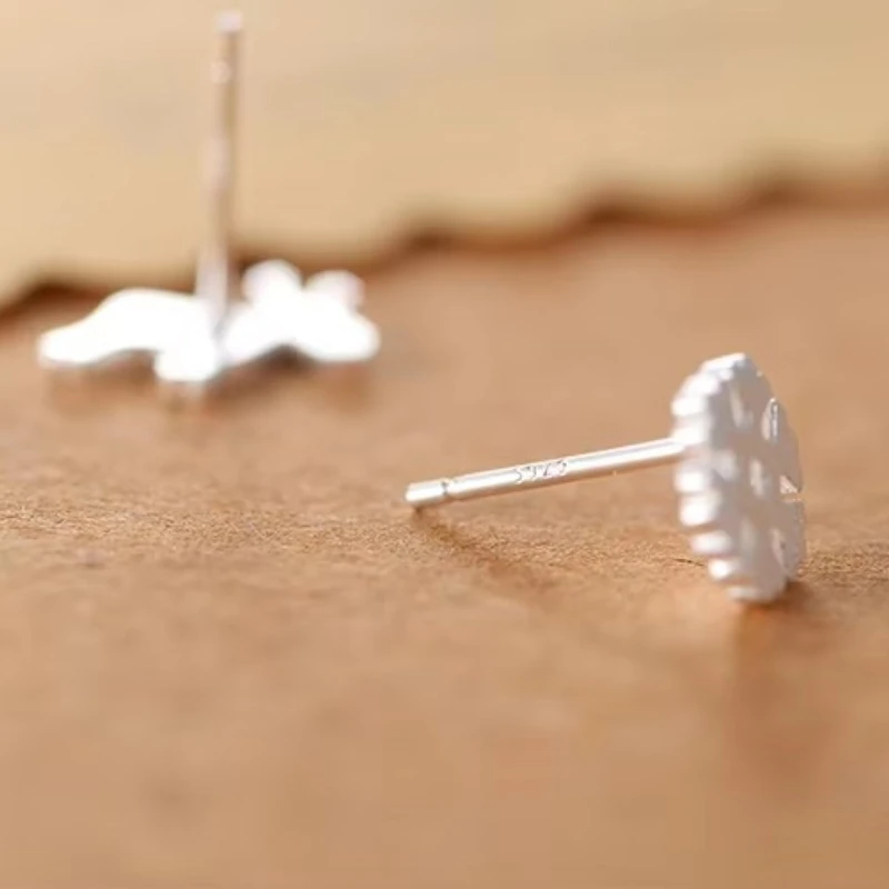 Real 100% 925 Sterling Silver Snowflakes deer Stud Earrings for Women Girls Fashion sterling-silver-jewelry brincos brinco
