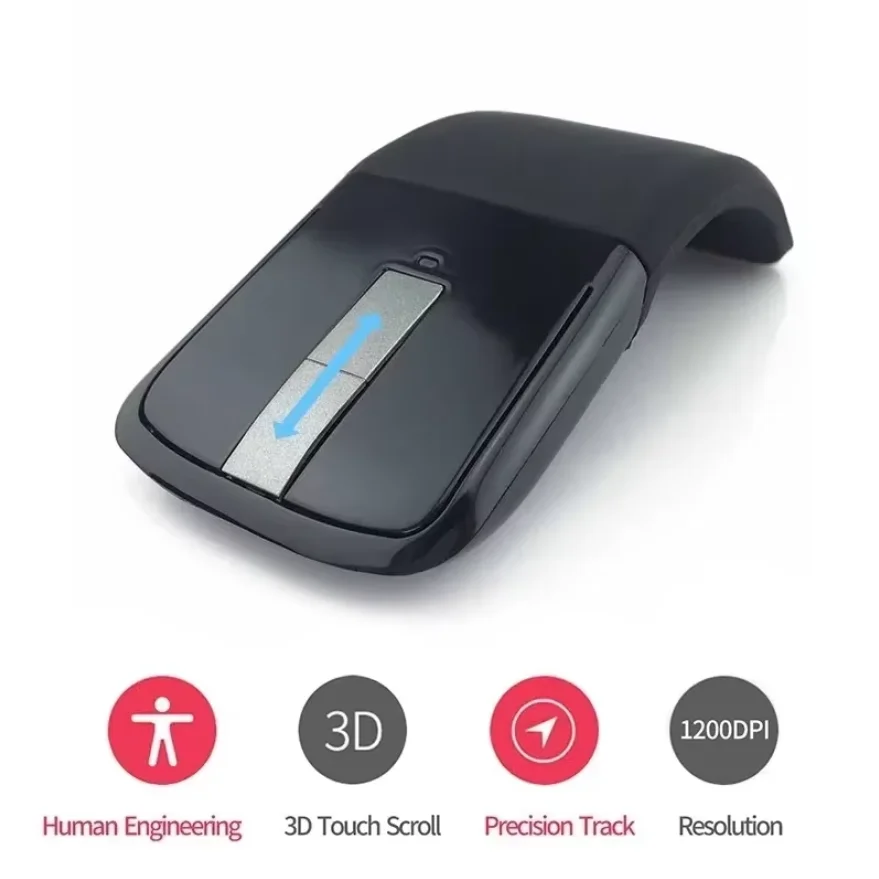 Bluetooth 4.0 Folding Wireless Mouse Arc Touch Roller Computer Silent Mouse Ergonomic Slim Laser Mini Mice For Microsoft Surface