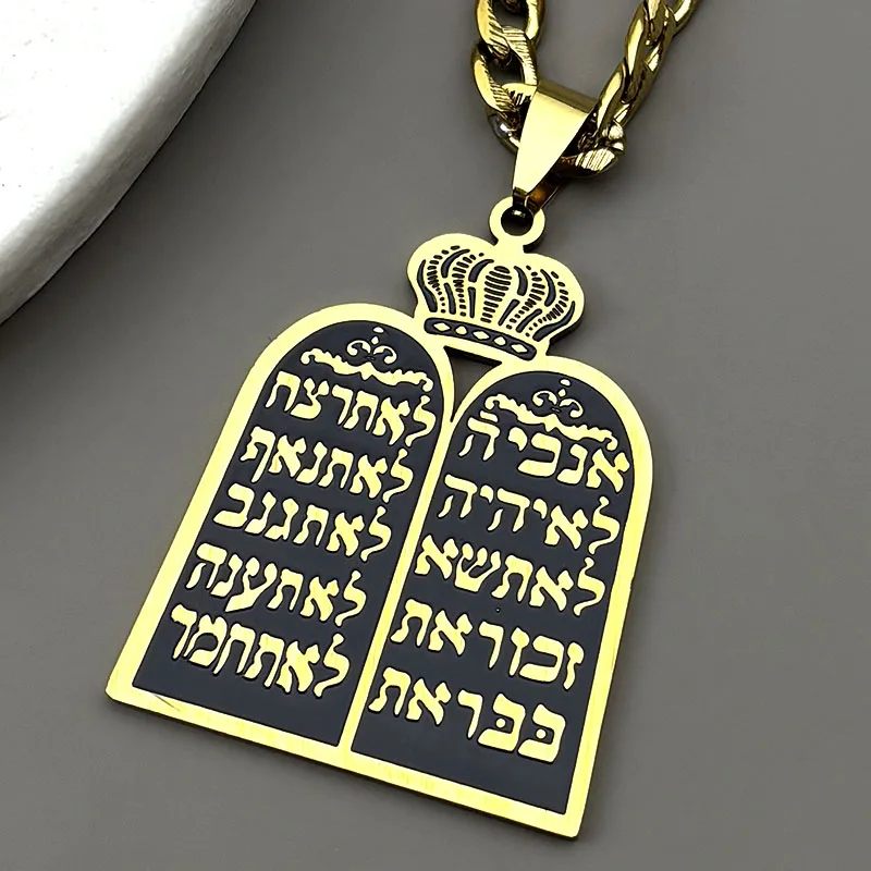 Pergamino de Torá judía, collares de diez mandamientos para hombres y mujeres, judaísmo, acero inoxidable, Color dorado, oración hebrea, Shema, joyería de Israel