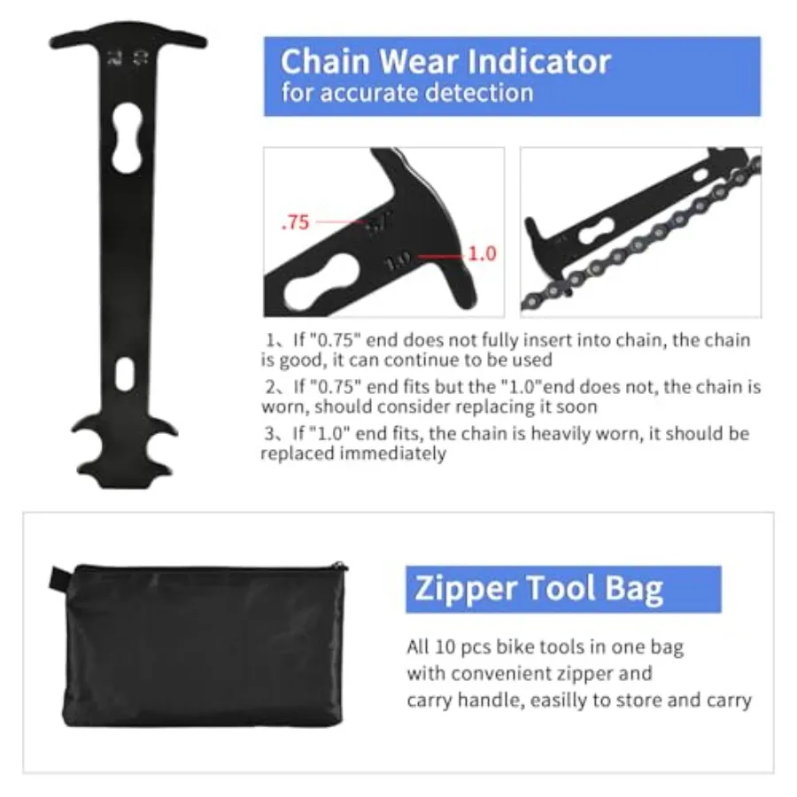 Bike Tool Kit, Professional Bike Repair Tools for Mountain Bike with 3-in-1 Cassette Remover Wrench Crank Puller Extractor Bott view 6