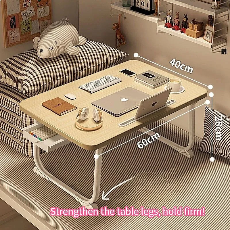 Foldable Bedside Small Table – Bay Window Study Desk, Dormitory Laptop Table, Lazy Person’s Desk for Home & Dorm Use