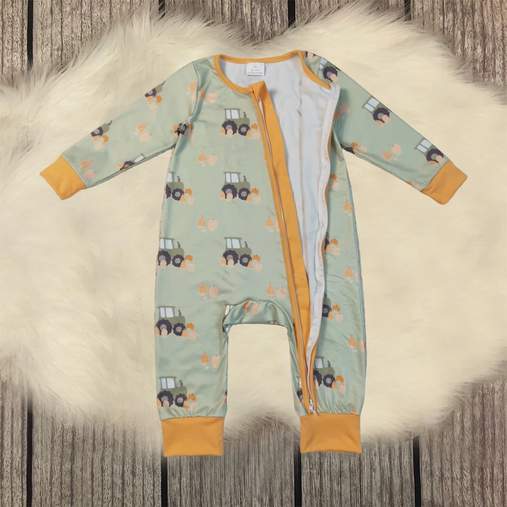 

Newborn Coverall Toddler Baby Boy Romper Zipper Long Sleeves Pumpkins Trucks Clothes Cute Cozy Kids One-piece Bodysuit Jumpsuit