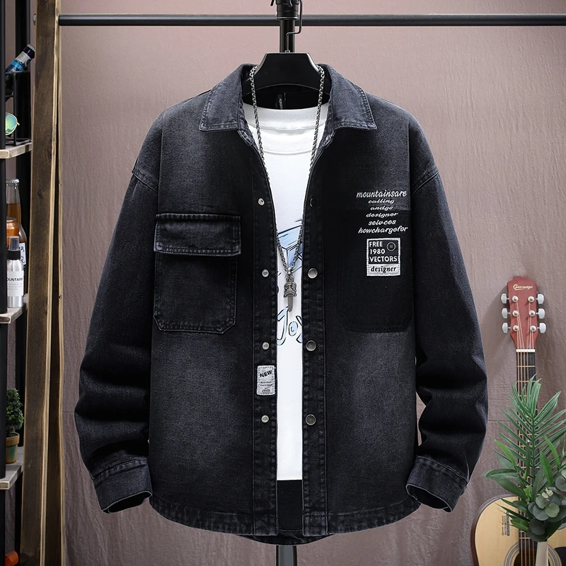 

Spring Autumn New Style Men's Long Sleeve Workwear Shirt Loose Casual Loose Jeans Washed Cotton Polyester Blend Breathable