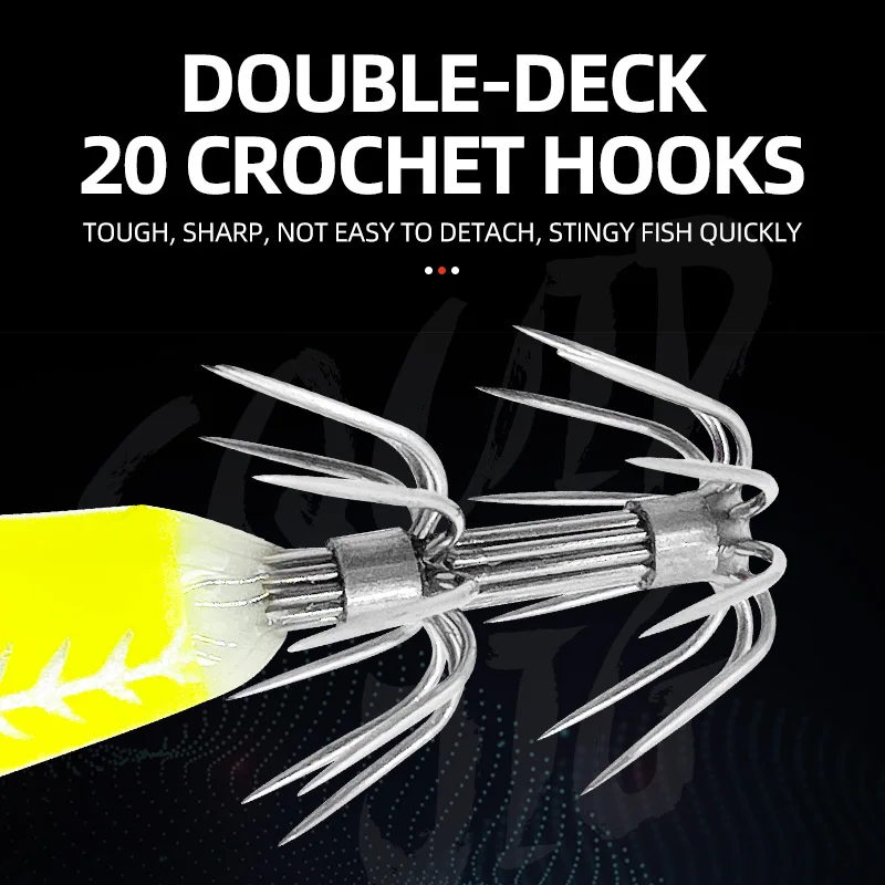 8 Colors/ Bag Luminous Squid Jig Lure Sea Fishing Wood Shrimp Lure Saltwater Cuttlefish Squid Jig Hook Bait Shrimp Wobbler Pesca