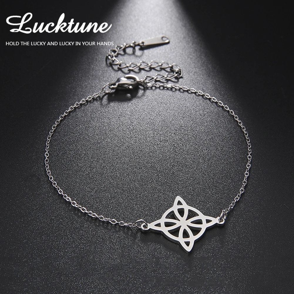 Lucktune Witch Knot Charms Bracelets Stainless Steel Celtic Knot Chain Bracelet Women Men's Witchcraft Vintage Couple Jewelry