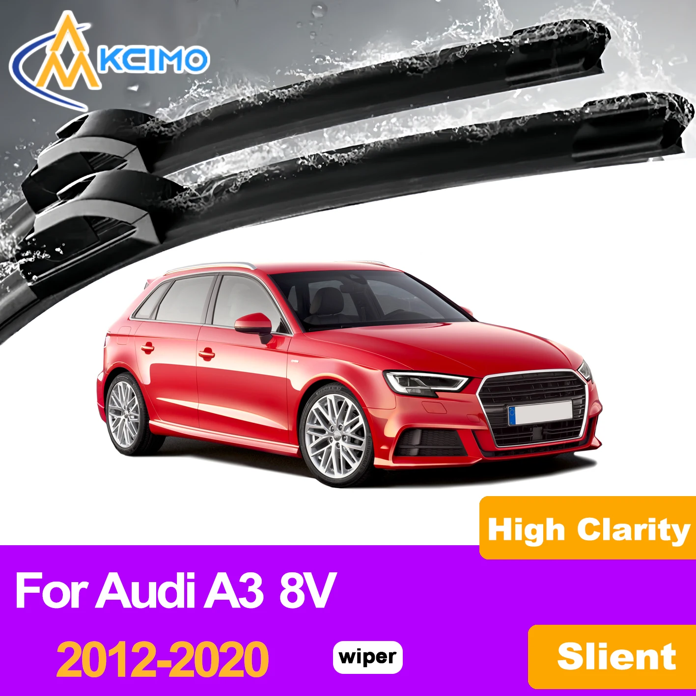 

KCIMO 2PCS Front Windshield Wiper Blades For Audi A3 8V 2012-2020, Rubber Quiet Clean Durable Auto Accessories Replacement Parts