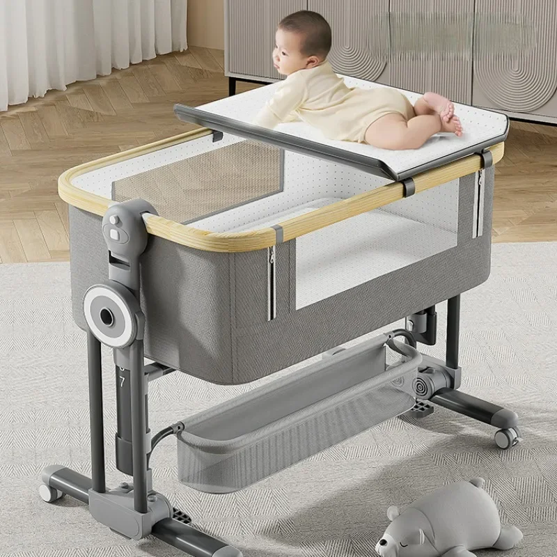 

Foldable and Portable Baby Crib Bed, Movable Baby Crib, Aluminum Alloy Splicing Baby Beds, Multifunctional Cradle for Newborns