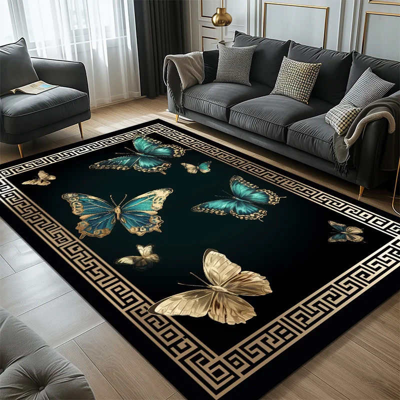 

Luxury Style Butterfly Carpets for Living Room Non-slip Bedroom Bedside Rugs Decoration Home Big Size Floor Mats Customizable 러그