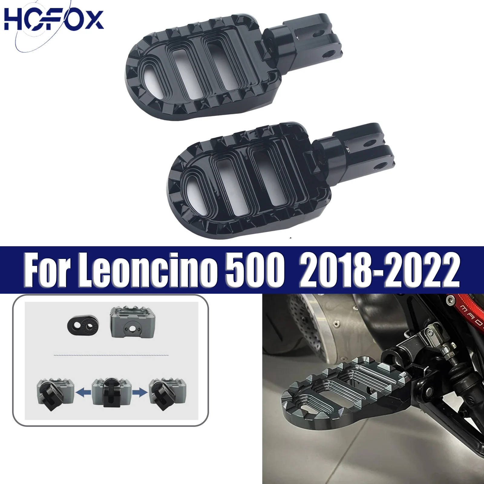

CNC Footrest Foot Pegs Rests Foot Pedals For Leoncino 500 800 2018-2022 502C 2019-2022