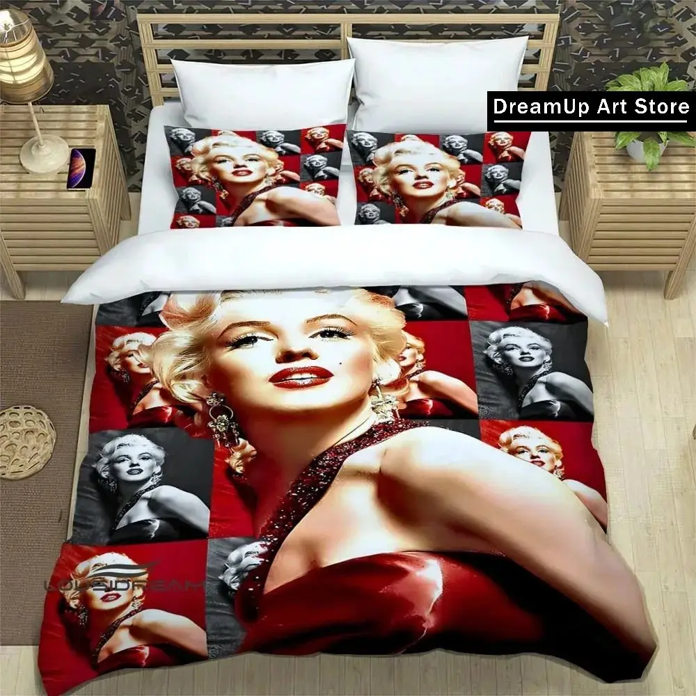 3D Print Fashion M-Marilyn M-Monroe Bedding Set Boys Girls Twin Queen Full Size Duvet Cover Pillowcase Bed Adult Bedroom