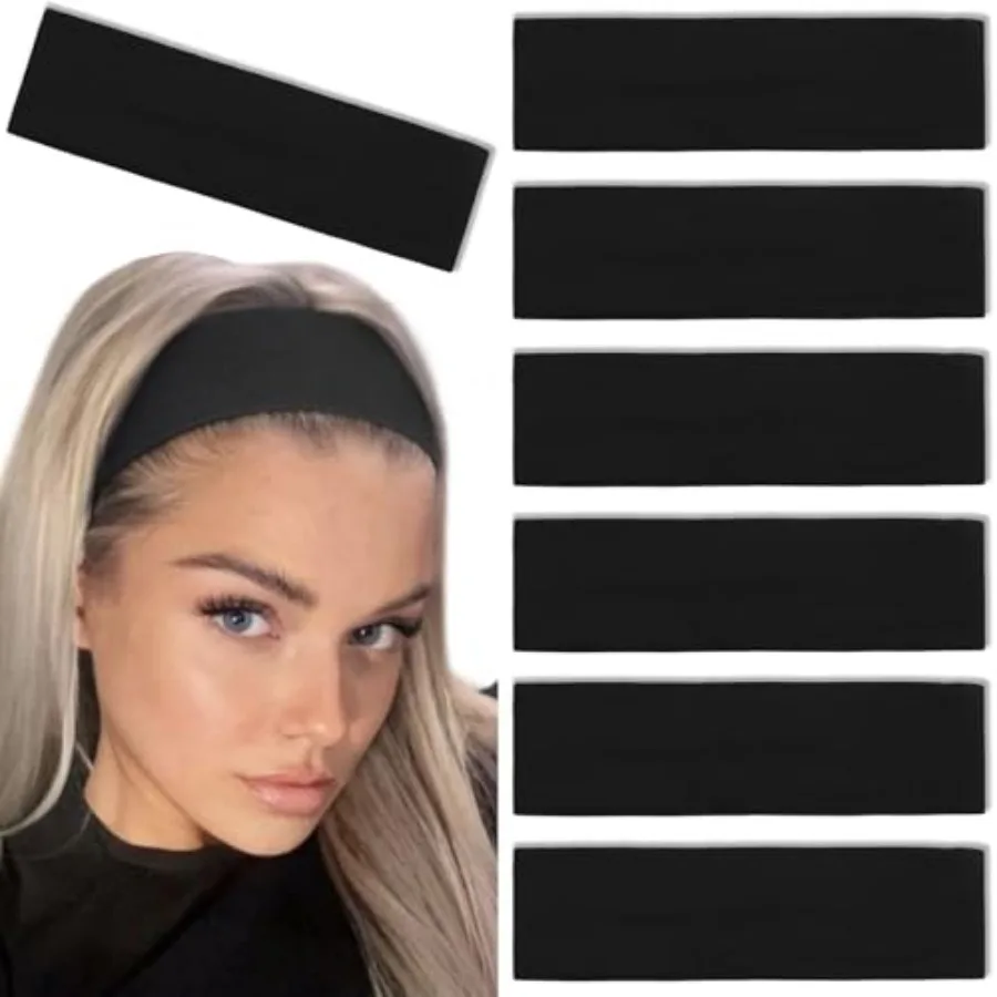 

for Women Non Slip - Trendy Womens 7PCS Elastic Hair Bands for Women's Hair -Workout Sweat Head Bands Cotton Cloth Headband for