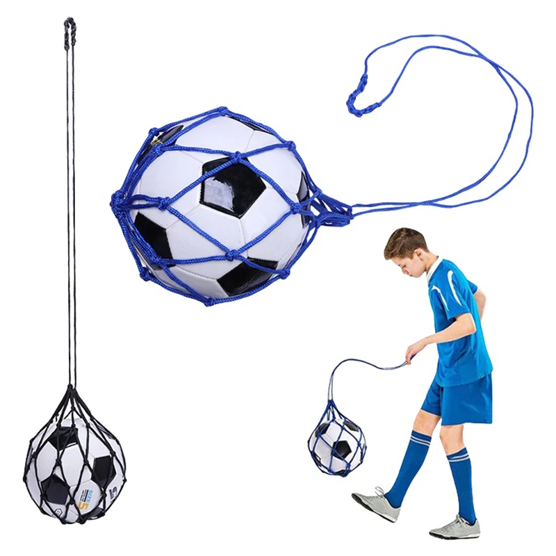 Youth Football Self Trainer Kick Net For Ball Size 3 4 5 Soccer Training Aids Outdoor Sport Bag Soccer Ball Mesh Carry Bag