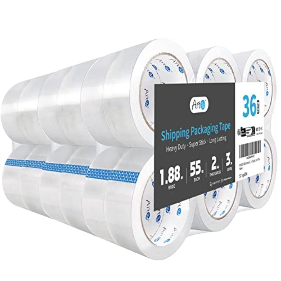 

3 Rolls Packing Tape - Clear Carton Sealing Tape Heavy Duty, 1.88" x 55 yds, 2.2 mil Thick